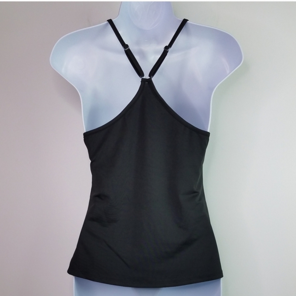 Black Lace Tank Top With Removable Racerback Camisole - Picture 15 of 16